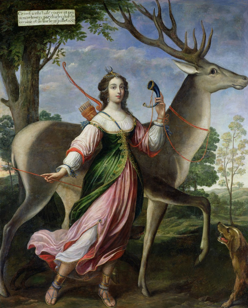 マリー・ド・ロアン・モンバゾン（1600-79）ダイアナザハントレスとしてのシボリューズ公爵夫人 作： クロード・ドゥリュエ