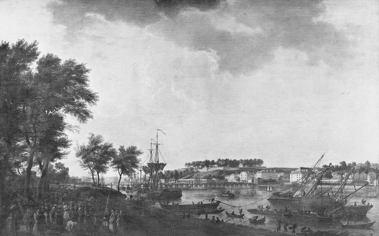 1761年にムセロールの門の近くのブーフレールの大通りから見たバヨンヌの眺め 作： クロード・ジョセフ・ヴェルネ