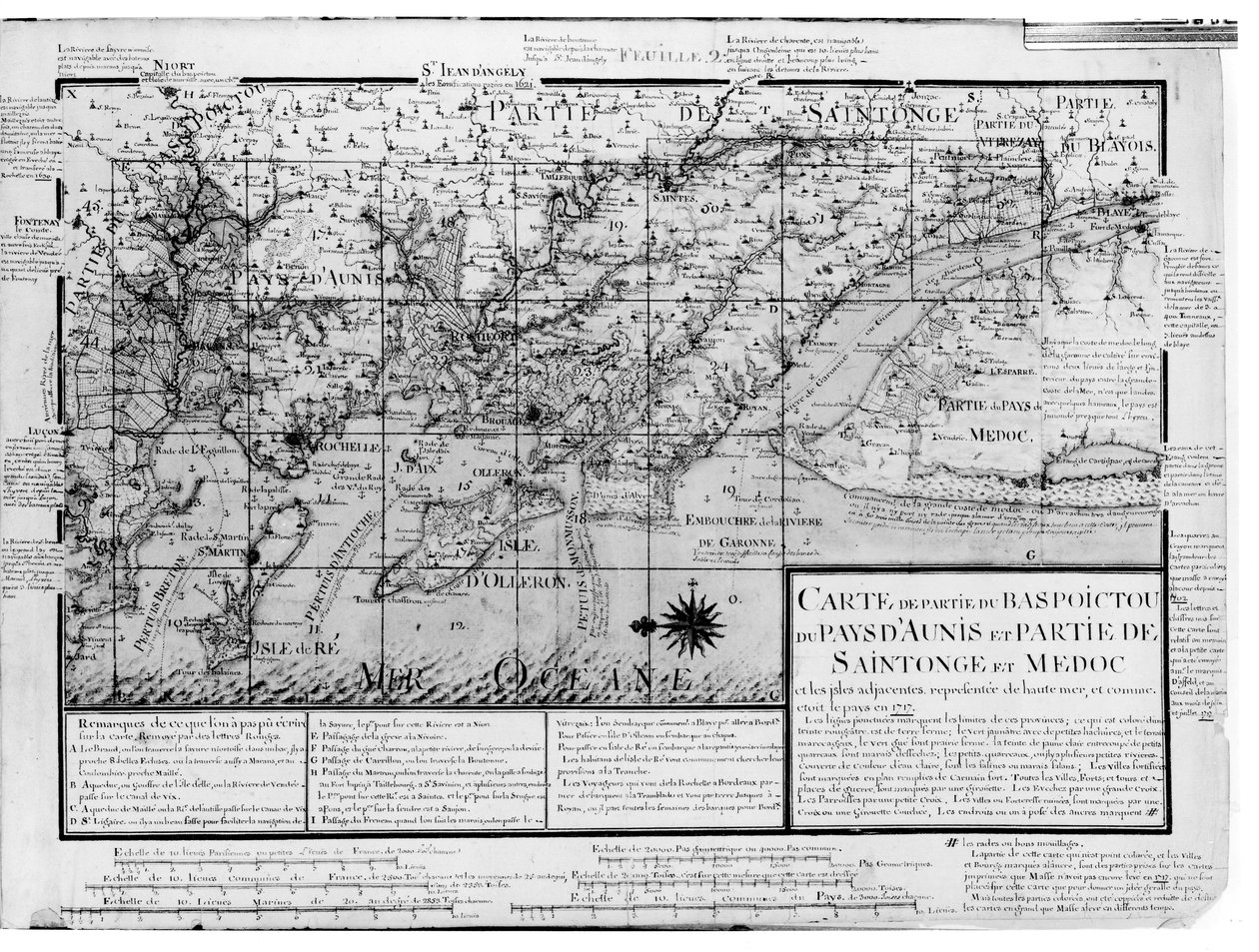 Atlas 131 F fol。2 &39;Recueil des Plans de Saintonge&39;のBas Poitou、Pays d&39;Aunis、Saintonge、Medocの地図（紙とペンとインクとトイレ） 作： クロード・マッセ