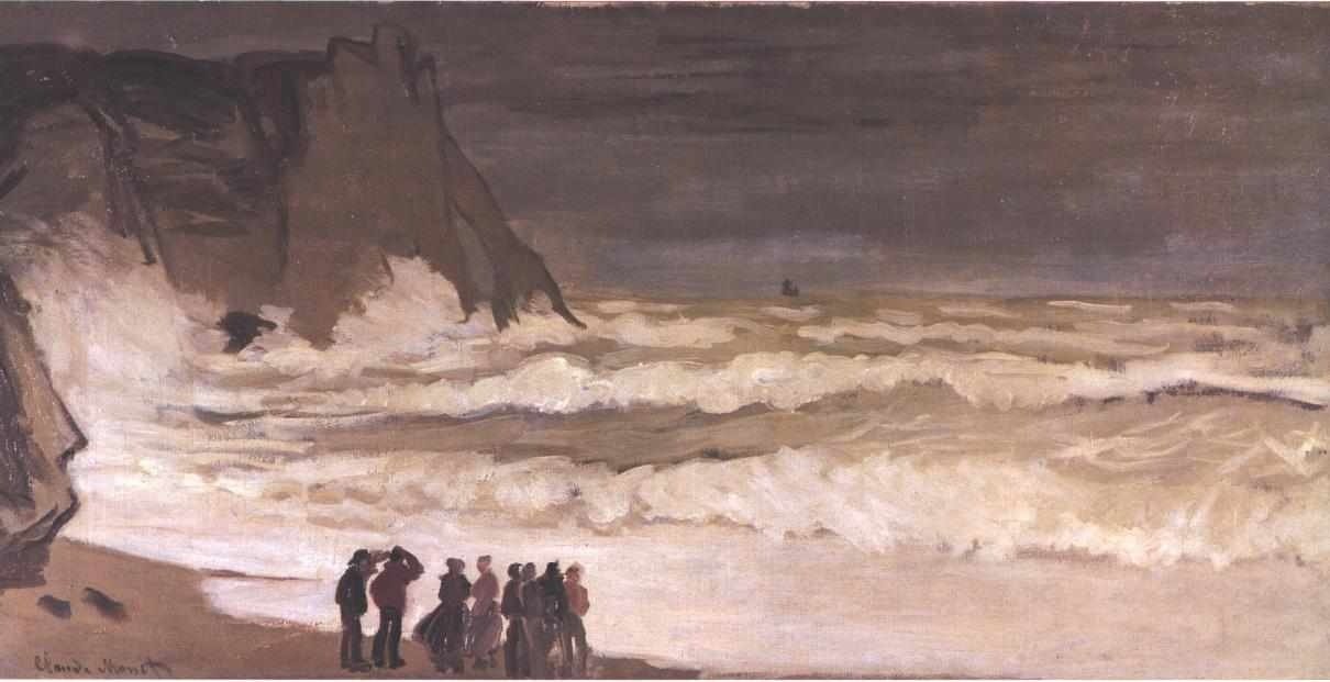 英語：Etretatnの嵐の海ドイツ語：Etretatnの嵐の海 作： クロード・モネ