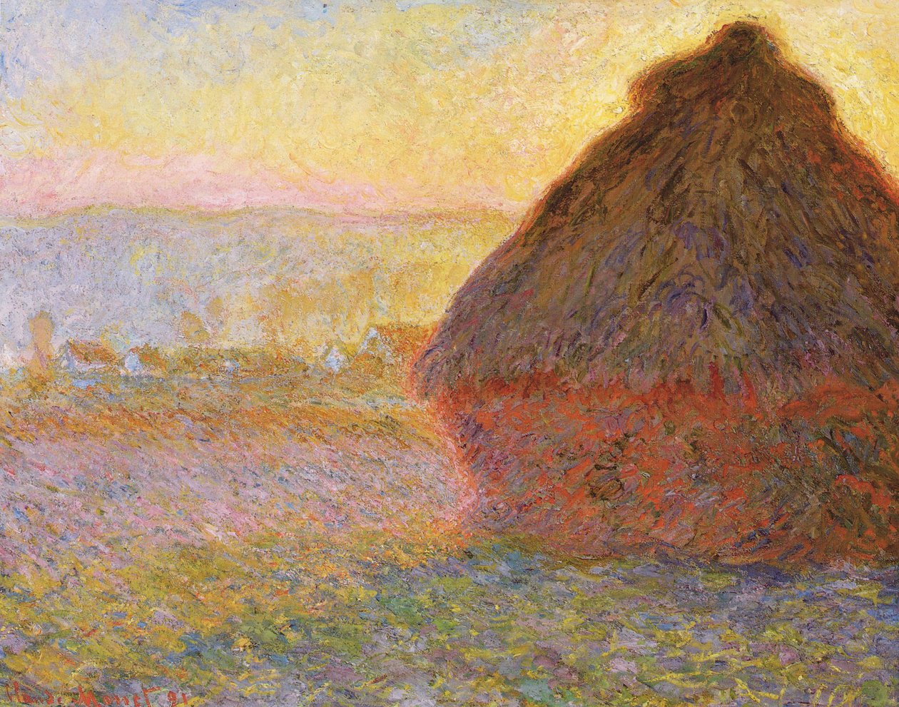 干し草の山、（日没） 作： クロード・モネ