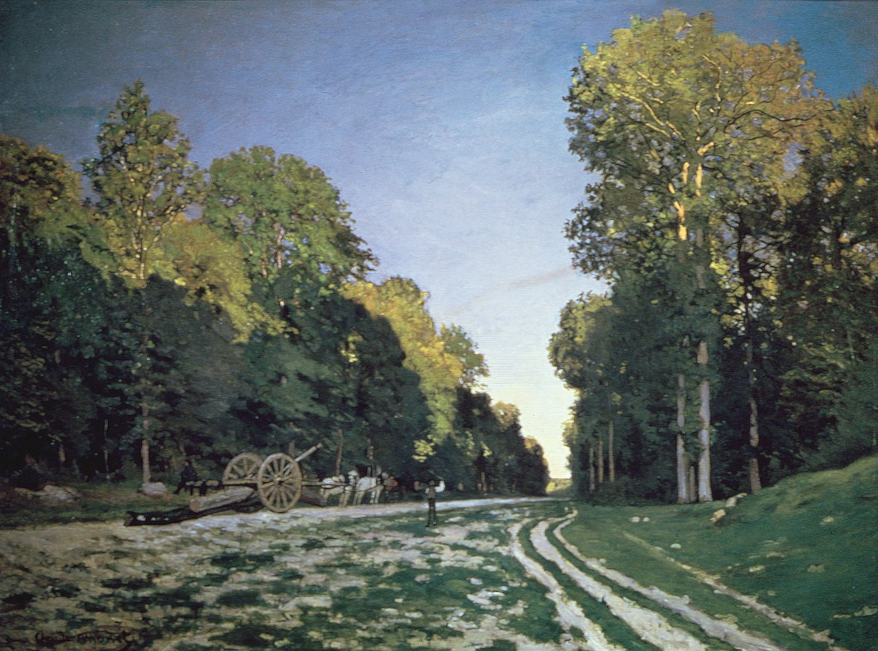 Route de Chailly、フォンテンブロー、1864 作： クロード・モネ
