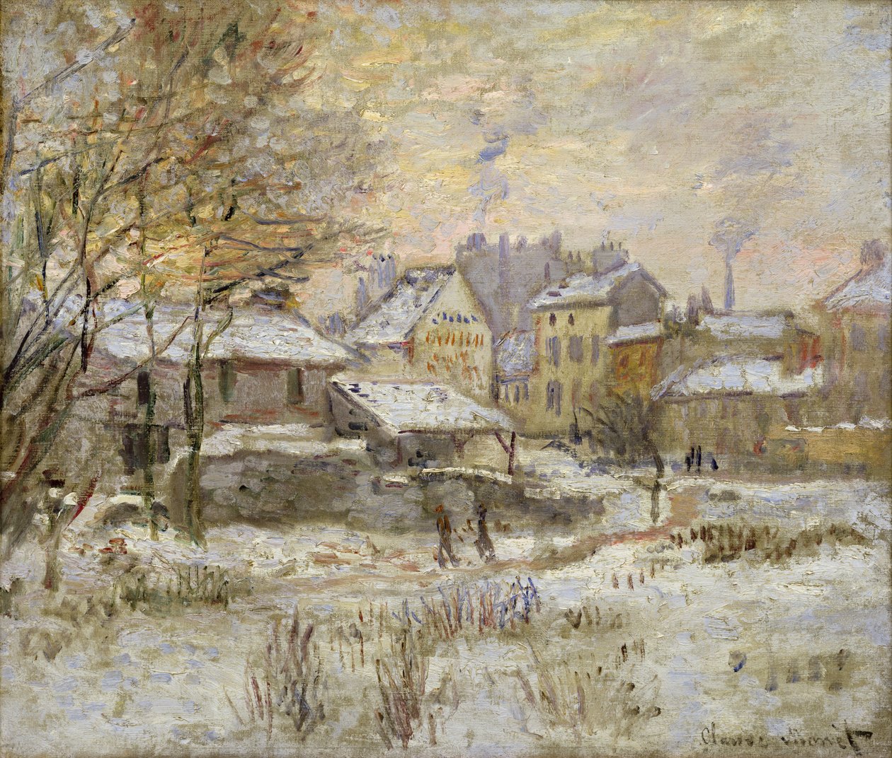 1875年の夕日の雪の効果 作： クロード・モネ