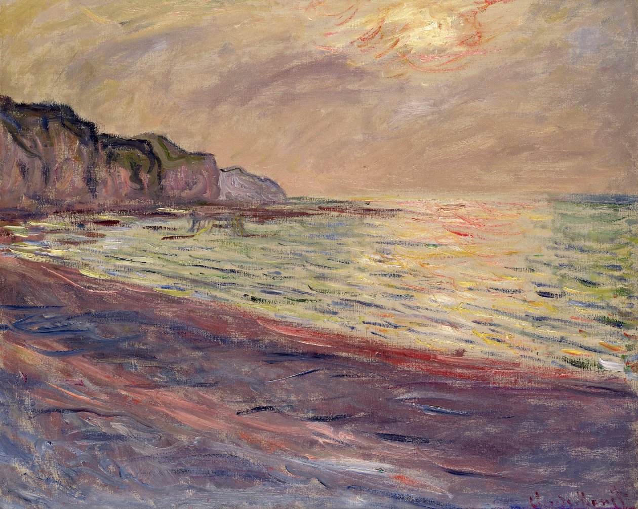 プールのビーチ、夕日、1882年 作： クロード・モネ