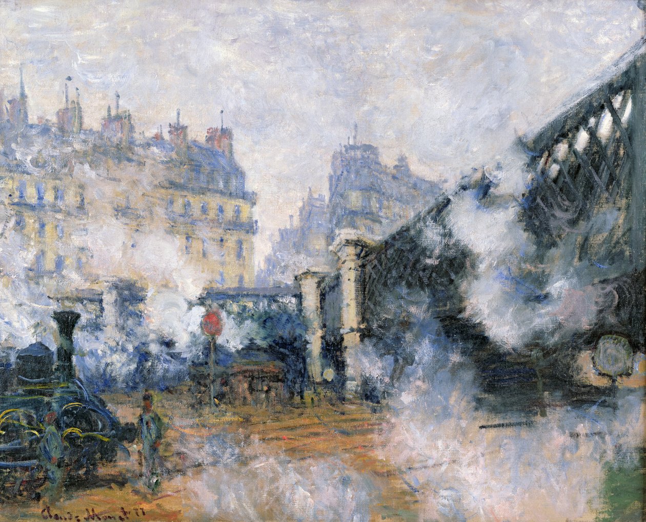 ポンドゥルーロップ、サンラザール駅、1877年 作： クロード・モネ