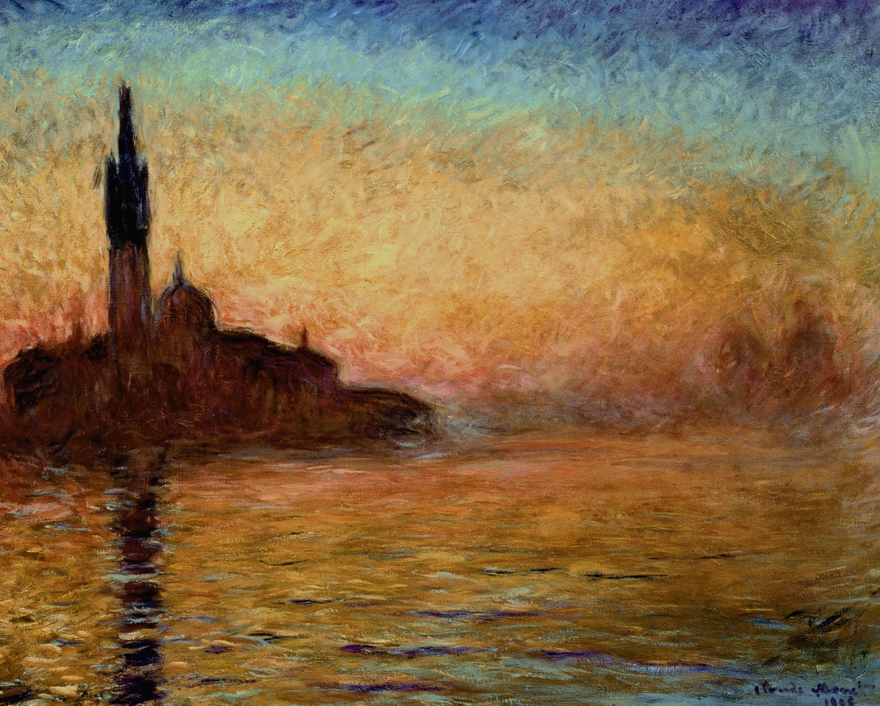 夕暮れのヴェネツィア、サンジョルジョマッジョーレの眺め、1908年 作： クロード・モネ