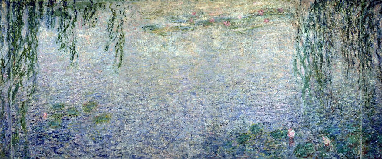 スイレン：しだれ柳のある朝、中央セクションの詳細、1915-26（162347と162349も参照） 作： クロード・モネ