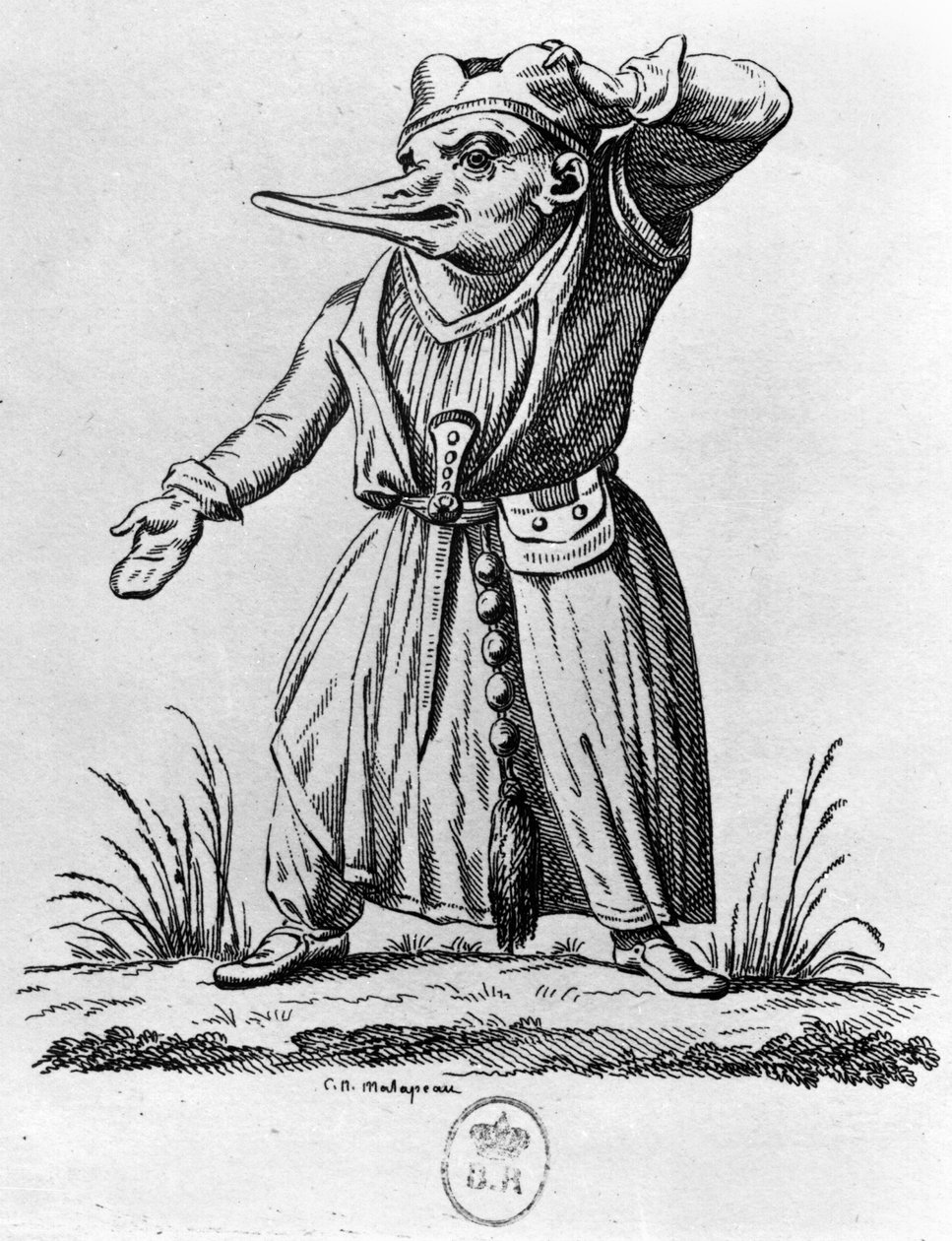 フランソワ・ラベリス（1494-1553）による「レ・ソンジュ・ドロラティーク・ド・パンタグルエル」のモンスター（木版画） 作： クロード・ニコラス・マラポー