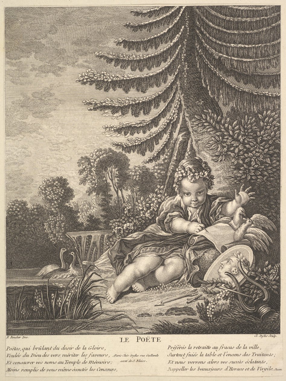 詩人、カリフォルニア州。 1753年。 作： クロード・オーガスティン・デュフロス