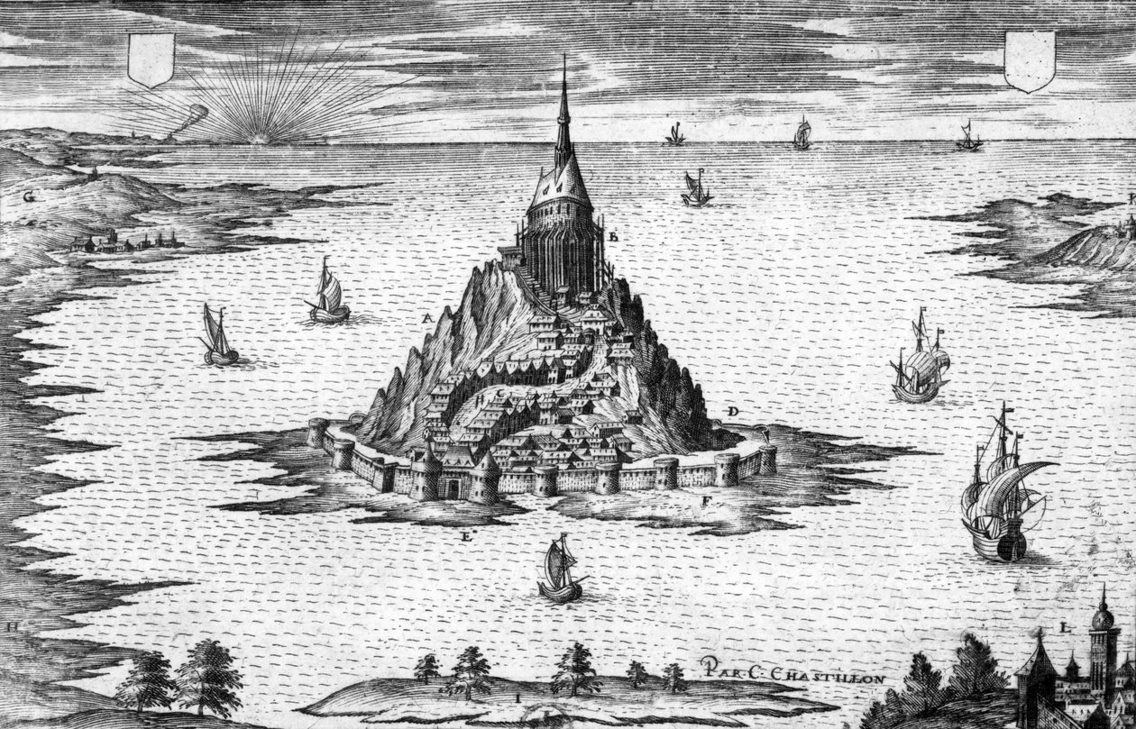 ノルマンディー (フランス) のサン ミシェル山、Chastillon による彫刻 作： クロード・シャスティヨン