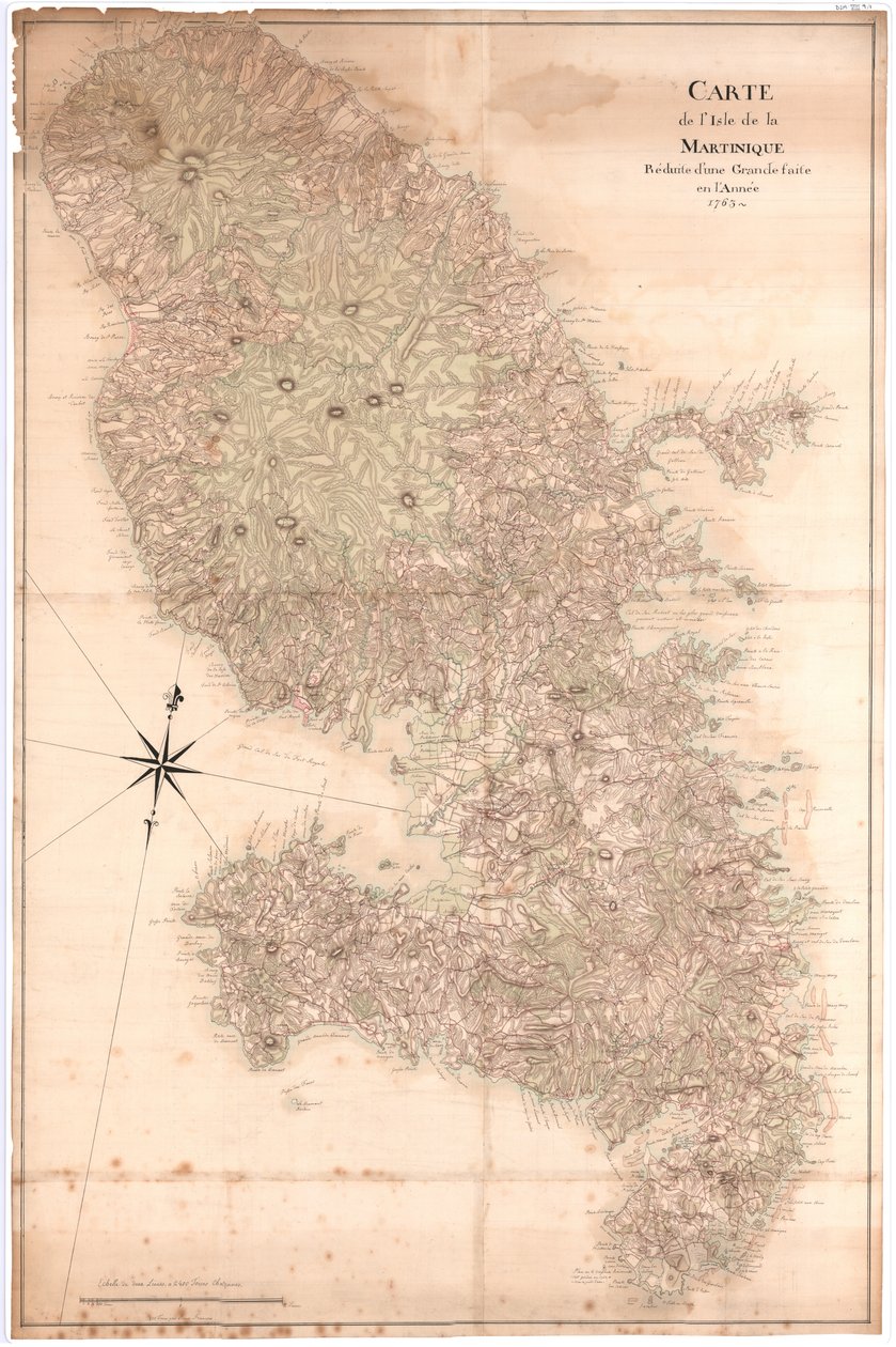 1763年に描かれたマルティニーク島の地図、nd [1797](写本) 作： クロード・ジョゼフ・ソティエ