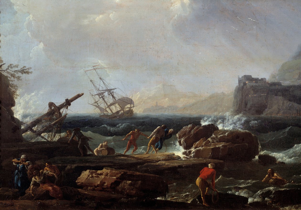 難破船の情景 ジョセフ・ヴェルネ（1714-1789）による絵画 18世紀 モンペリエ、ファーブル美術館