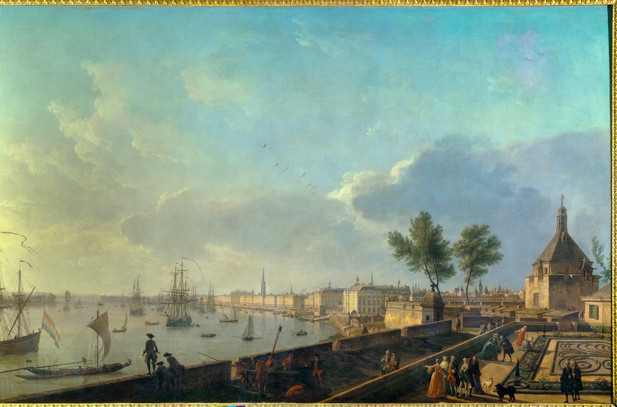ボルドーの港と城壁 ジョセフ・ヴェルネ（1714-1789）の絵画 18世紀。パリ海洋博物館 作： クロード・ジョセフ・ヴェルネ