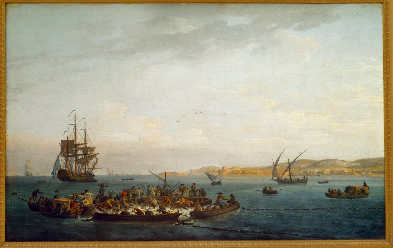 マグロ漁。ジョセフ・ヴェルネ(1714-1789)画 18世紀 パリ、海洋博物館 作： クロード・ジョセフ・ヴェルネ