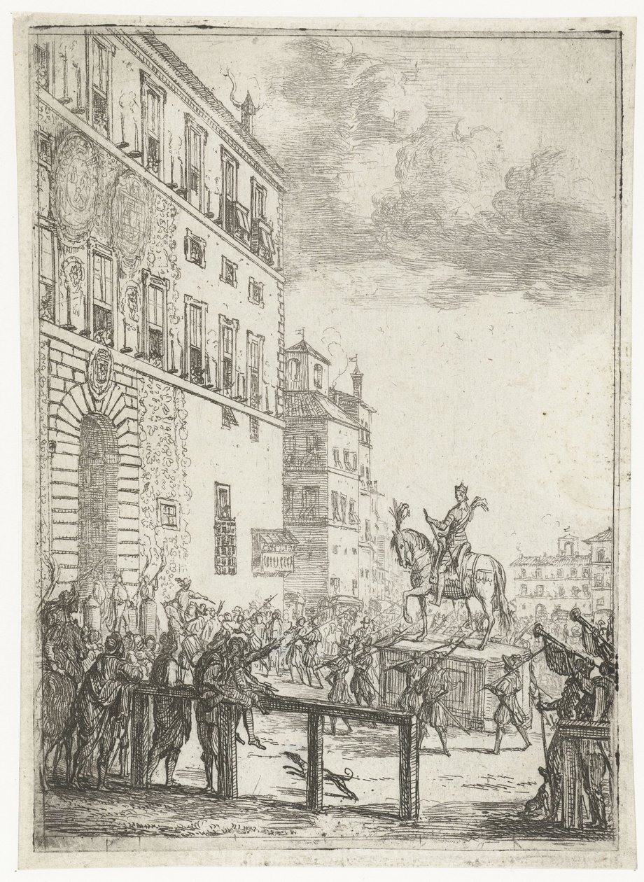 神聖ローマ帝国皇帝の騎馬像 Le Statue equestre du roi des romains 新しく選出された神聖ローマ帝国の皇帝を祝う花火と祝祭 (シリーズ タイトル) 作： クロード・ロラン