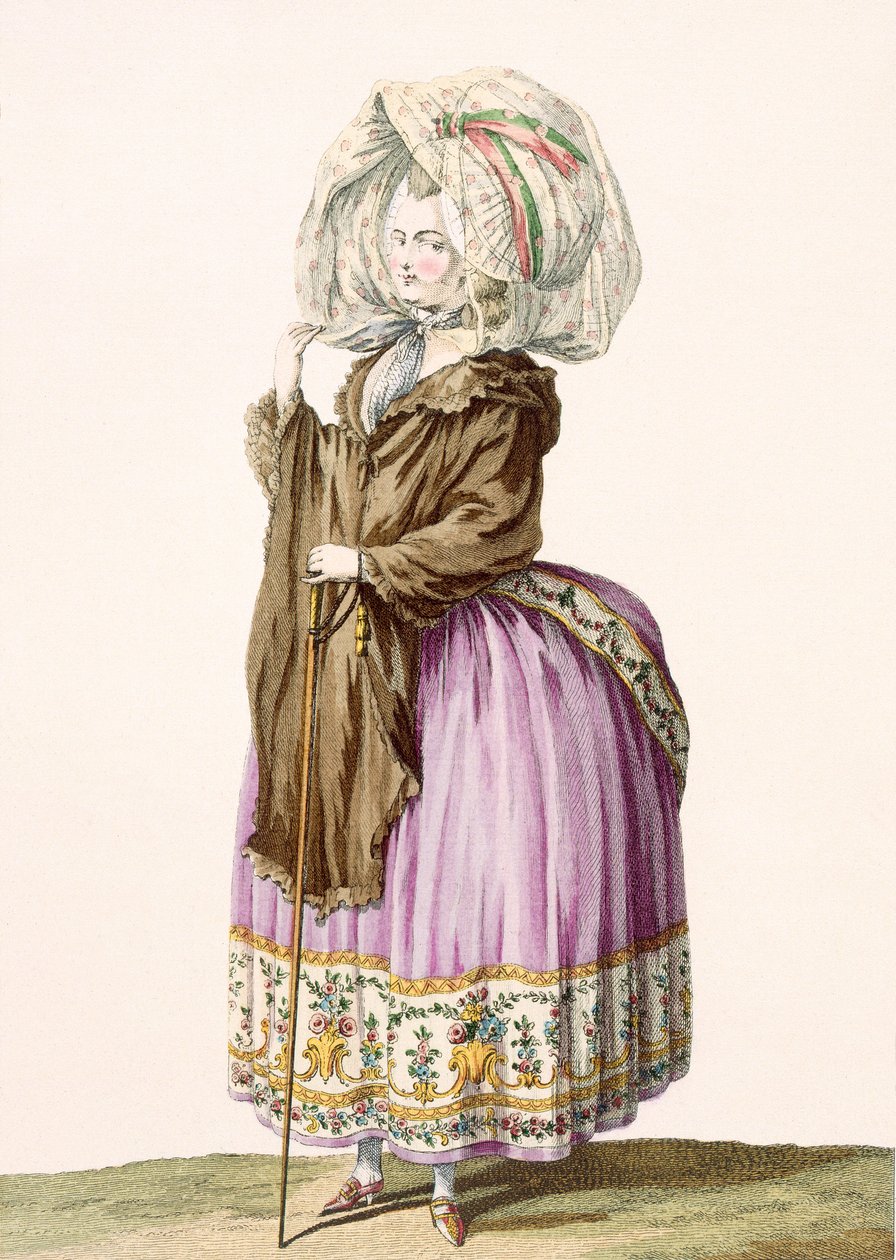 ポワノワーズ、ヴォイサードによって彫刻された、「Galeries des Modes et Costumes Francais」のプレートno.84、c.1778-87 99：衣類。伝統的なドレス;伝統的な衣装;ファッション;図; c 作： クロード・ルイス・デスレイ