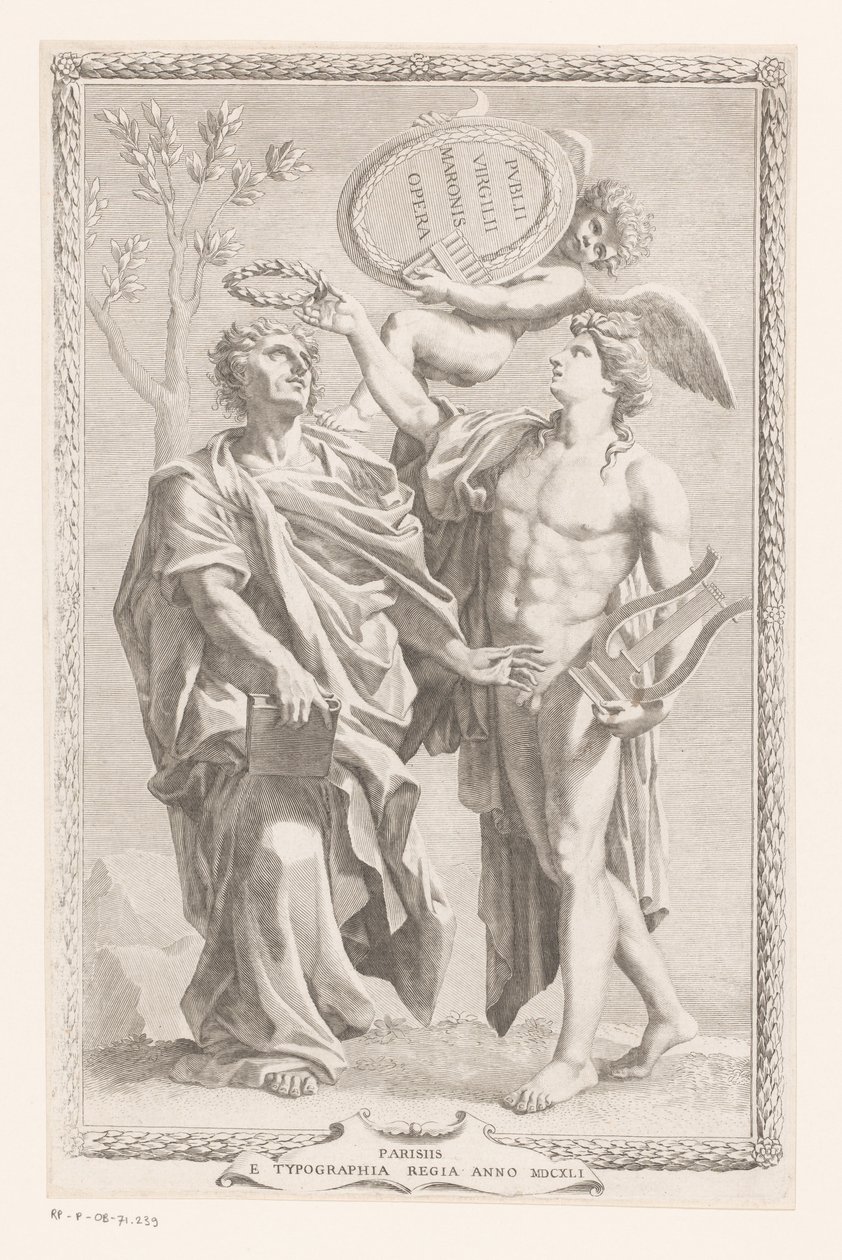 アポロンがプブリウス・ヴェルギリウス・マーロを戴冠 タイトル: Publius Virgilius Maro, Publius Virgilius Maronis Opera, 1641 作： クロード・メラン