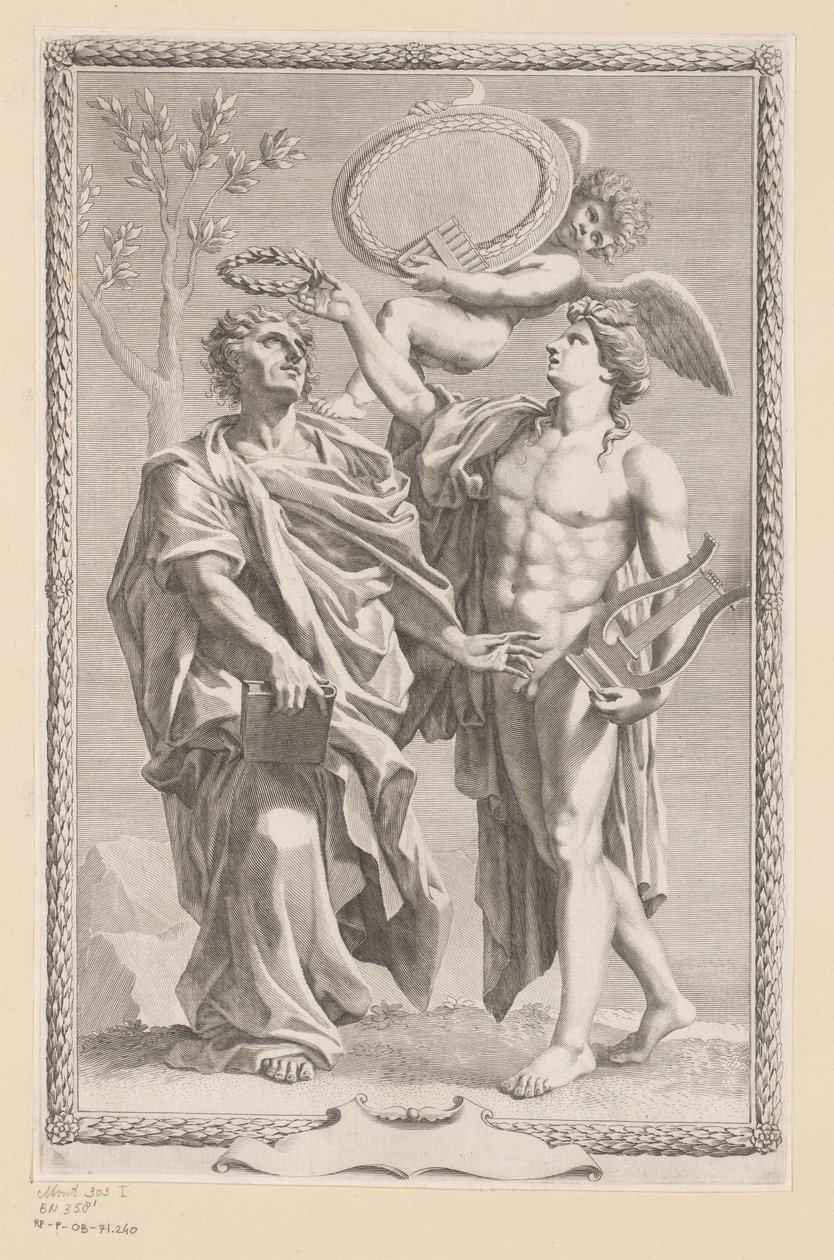 アポロンがプブリウス・ヴェルギリウス・マーロを戴冠 タイトル: Publius Vergilius Maro, Publius Virgilius Maronis Opera, 1641 作： クロード・メラン