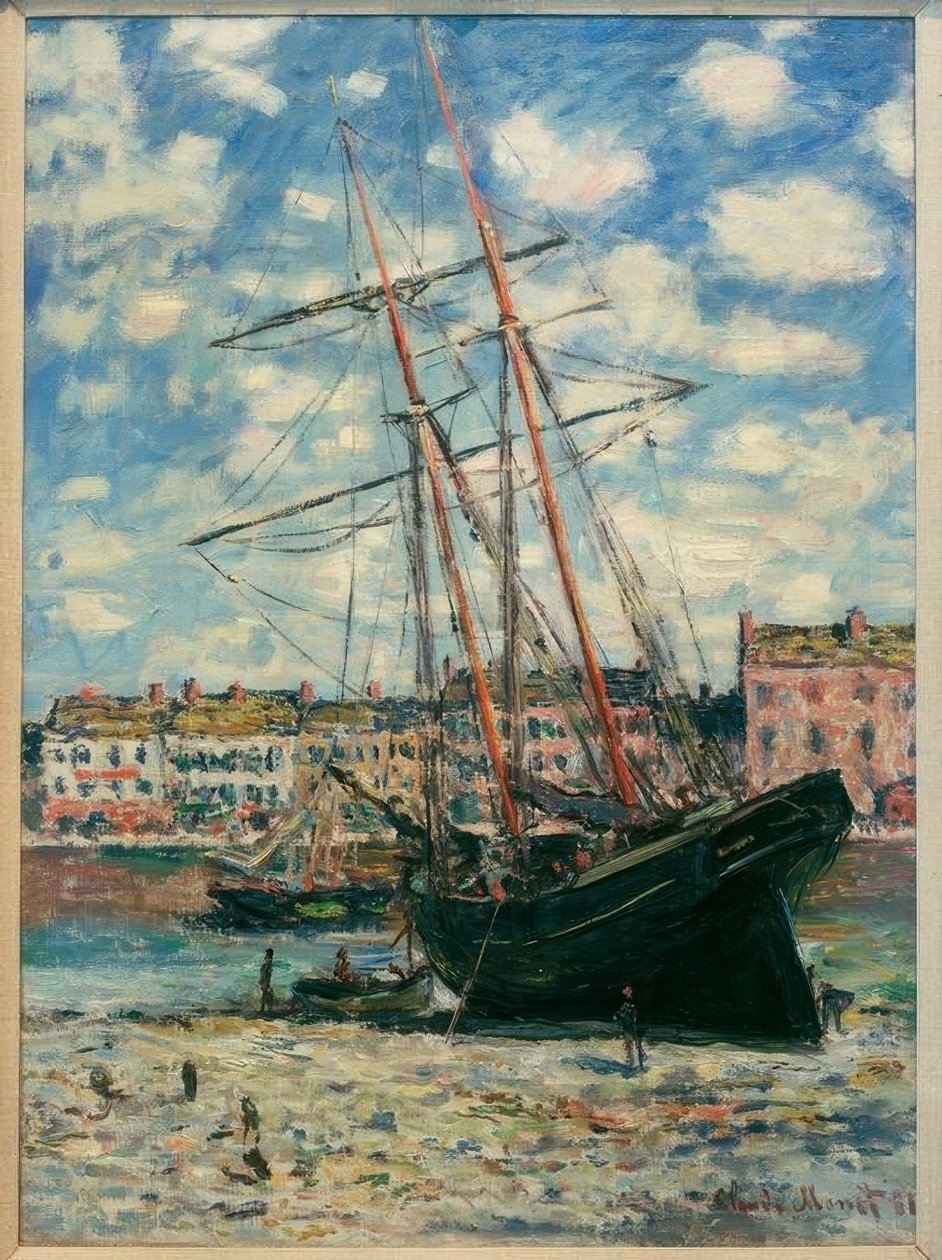 船の絵画 サイン入り BateauéchouéàFecamp（キールはフェカンに船を置いた）
