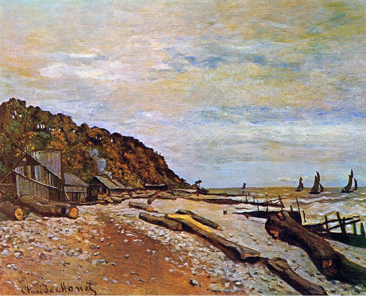 オンフルール近くのボートヤード、1864 作： クロード・モネ