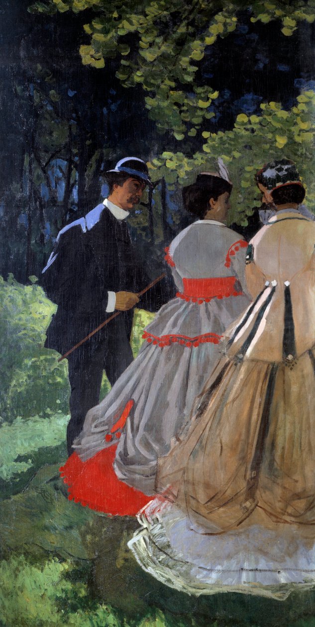 草の上での朝食 断片。左の部分。クロード・モネ(1840-1926)の絵画 1865-1866 Sun.2,48x2,17 m パリ、オルセー美術館 作： クロード・モネ