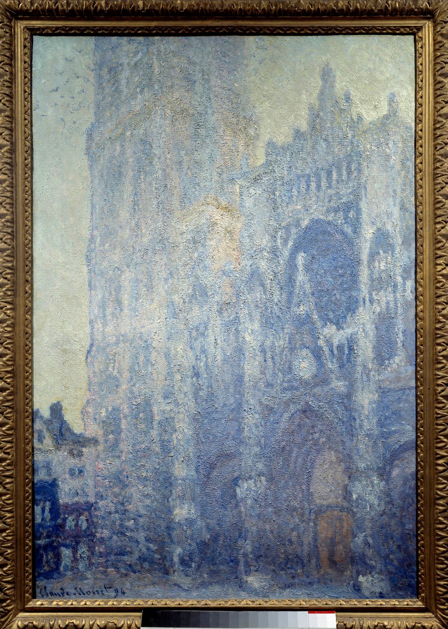 ルーアンのノートルダム大聖堂、門扉とサン・ロマンの塔、朝の効果、白のハーモニー 絵画：クロード・モネ（1840-1926）1893年日。1,06x0,73 m Paris, musee d