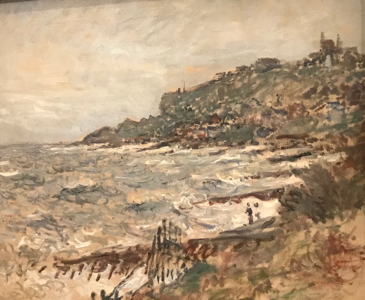 フランス語：Falaise de Sainte-Adresse、灰色の天気 作： クロード・モネ