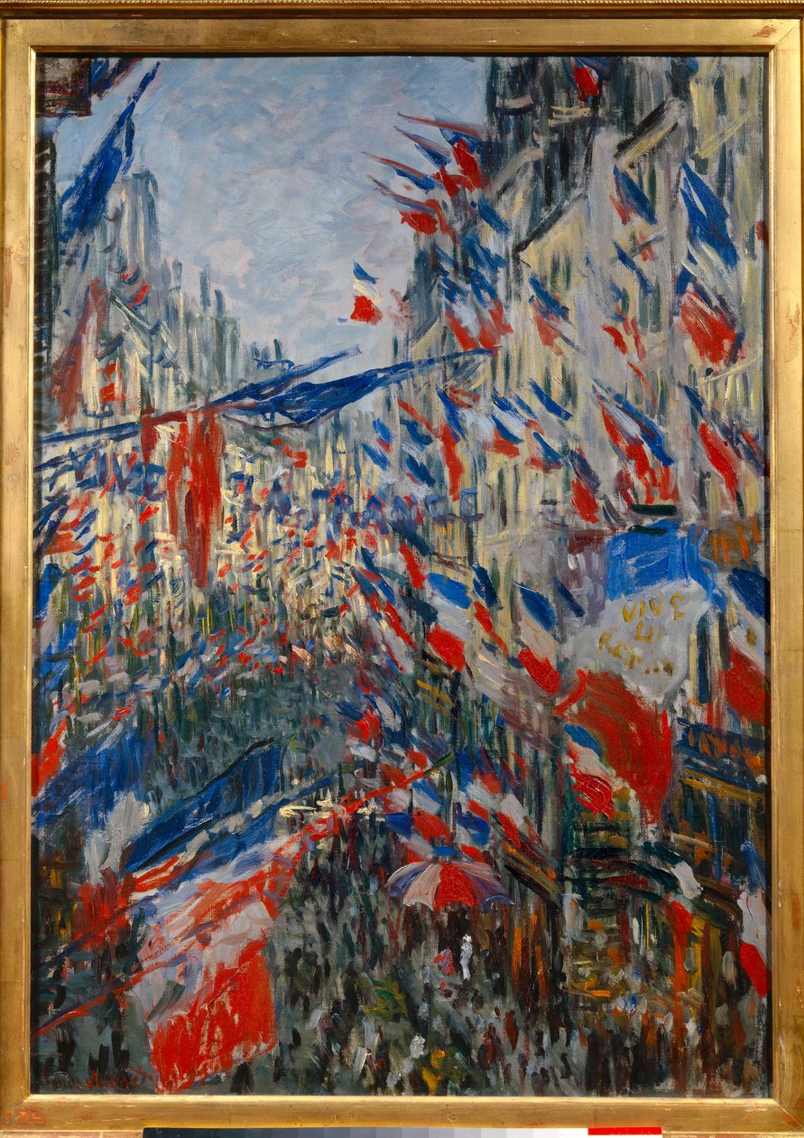 パリのサン＝ドニ通り（サン・ドニ）、1878年6月30日の饗宴。クロード・モネ（1840-1926）の絵画 作： クロード・モネ