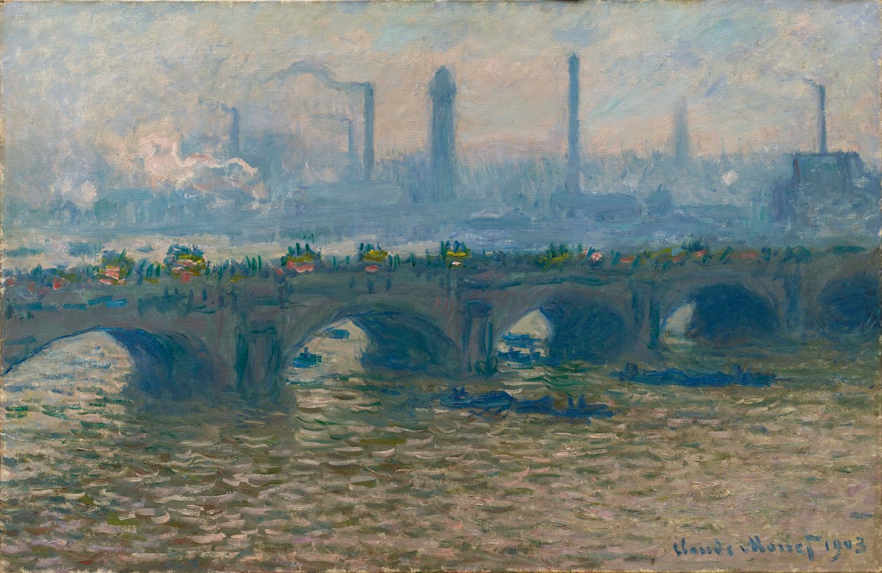 Le Pont de Waterloo、temps gris ウォータールー橋、グレー ウェザー、1903 年。 作： クロード・モネ