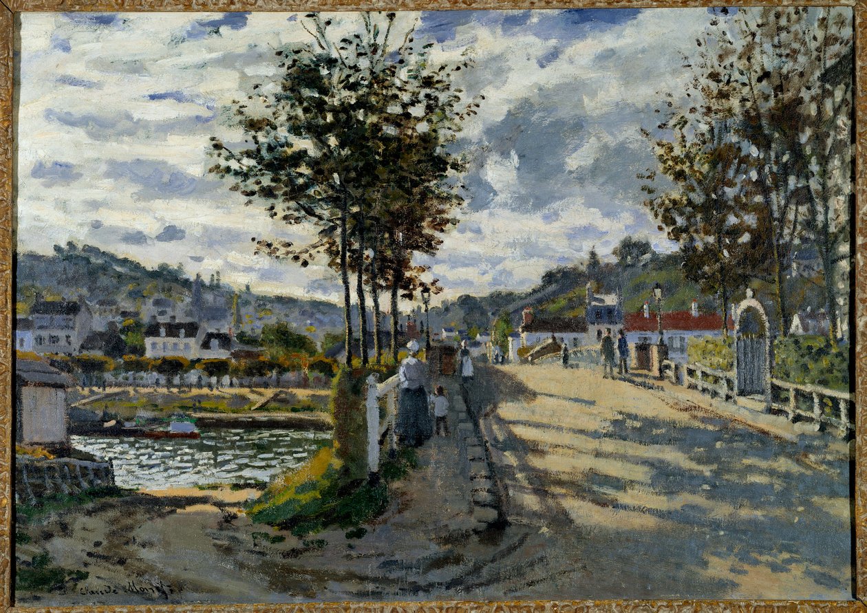Le pont de Bougival クロード・モネ(1840-1926)の絵画 1869 Sun.0,63x0,91 m マンチェスターカリアー・ギャラリー・オブ・アート 作： クロード・モネ