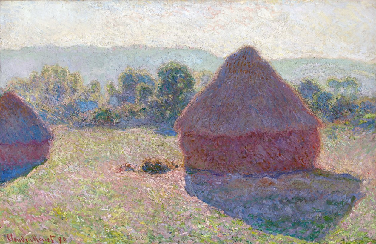 Les meules a midi (干し草の山、正午) - クロード・モネ (1840-1926) 作、キャンバスに油彩、65.6 x 100.6 cm 作： クロード・モネ