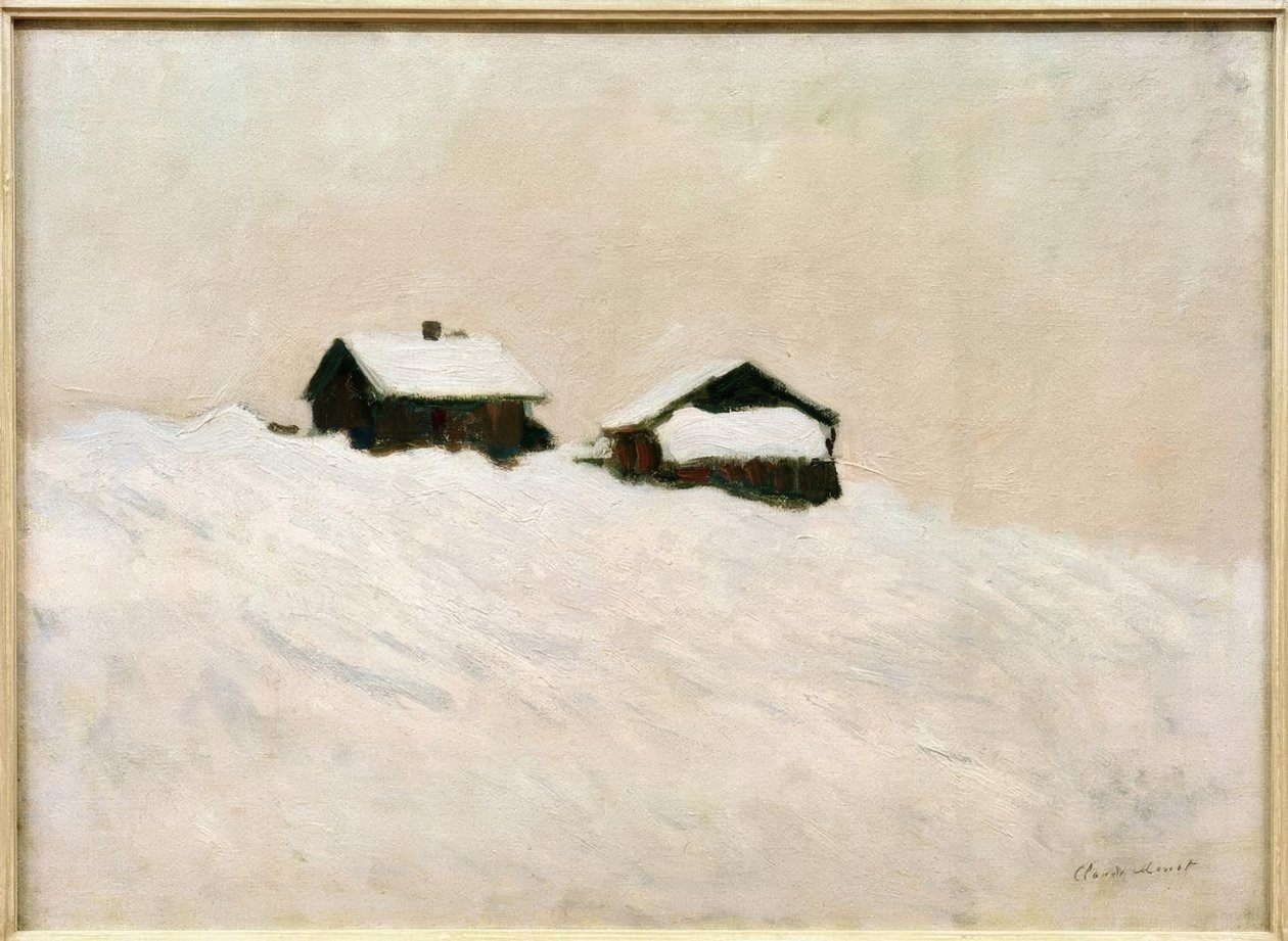 雪の中、ノルウェーの家 作： クロード・モネ