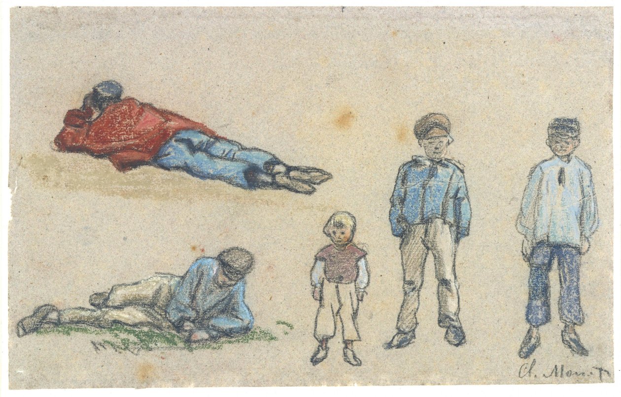 モネ - 5人の少年の習作 1864年頃 F II 142 (PK) 作： クロード・モネ
