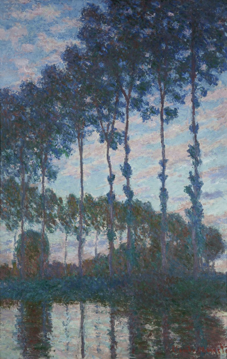 エプテ川のほとりのポプラ、夕方の効果、1891 作： クロード・モネ