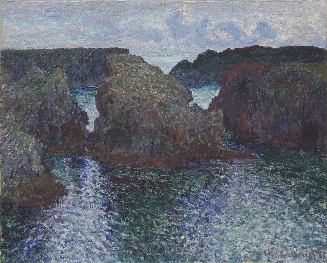 ポートグルファーの岩、ベルイル、1886年 作： クロード・モネ