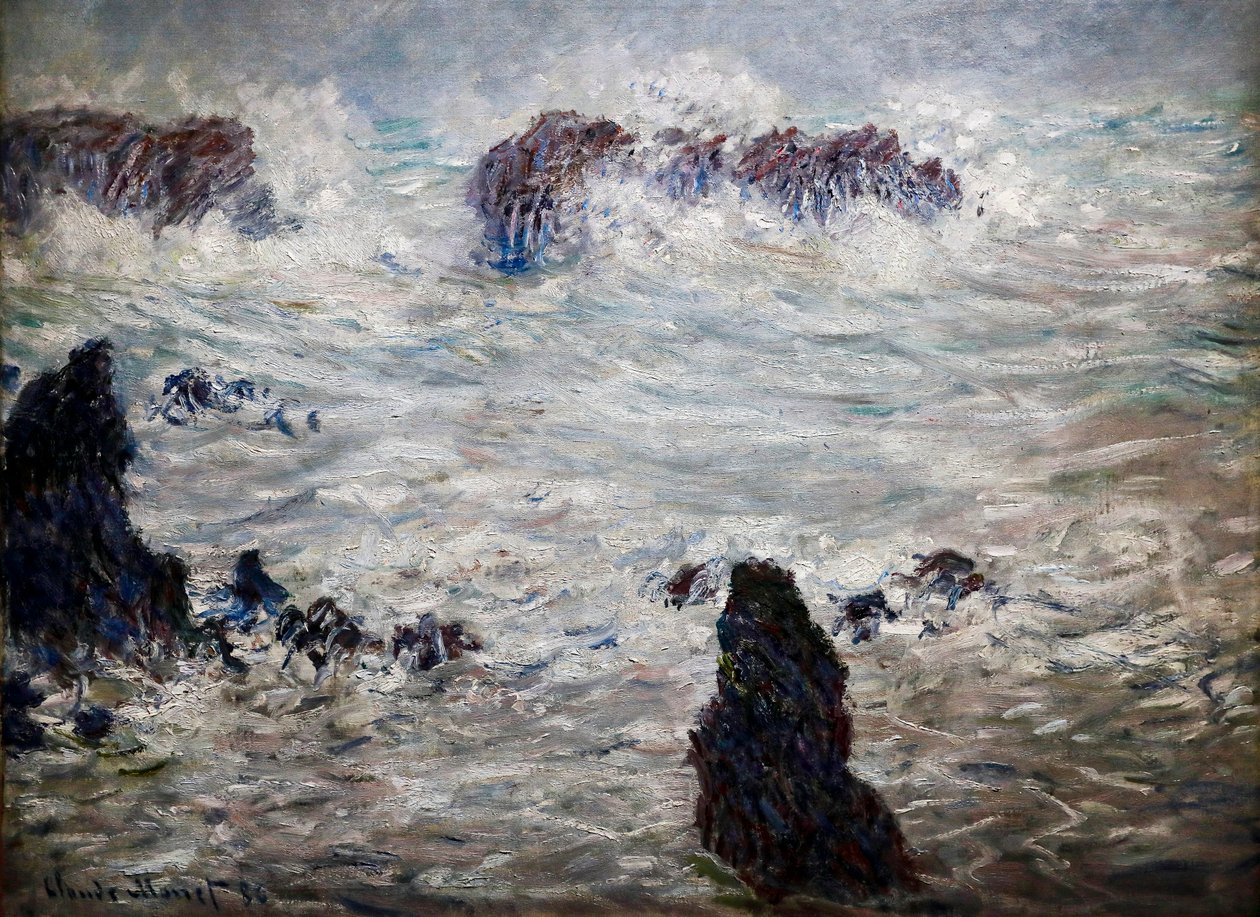 ストーム、ベル イルの海岸 作： クロード・モネ