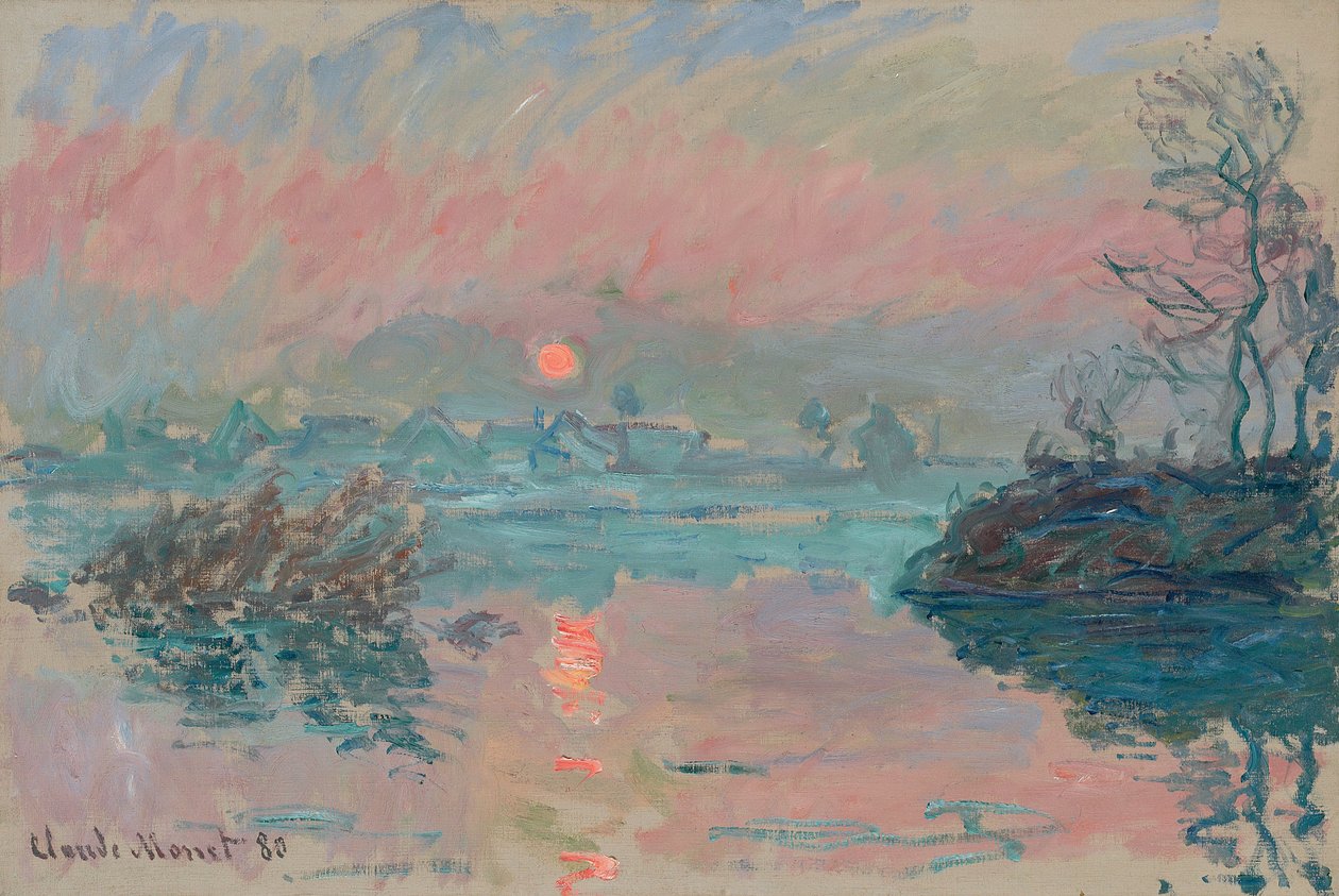 ラバクールの日没。ラバクールの日没、1880 作： クロード・モネ
