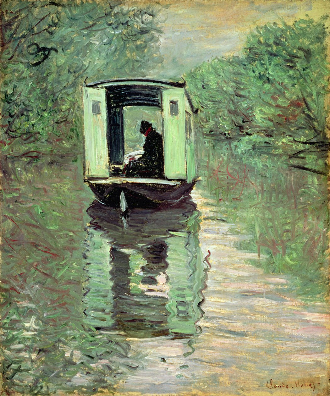 クロード・モネ、「The Studio-Boat」、厳選、希少大判画集・額装画 ボートスタジオ、1876 | クロード・モネ