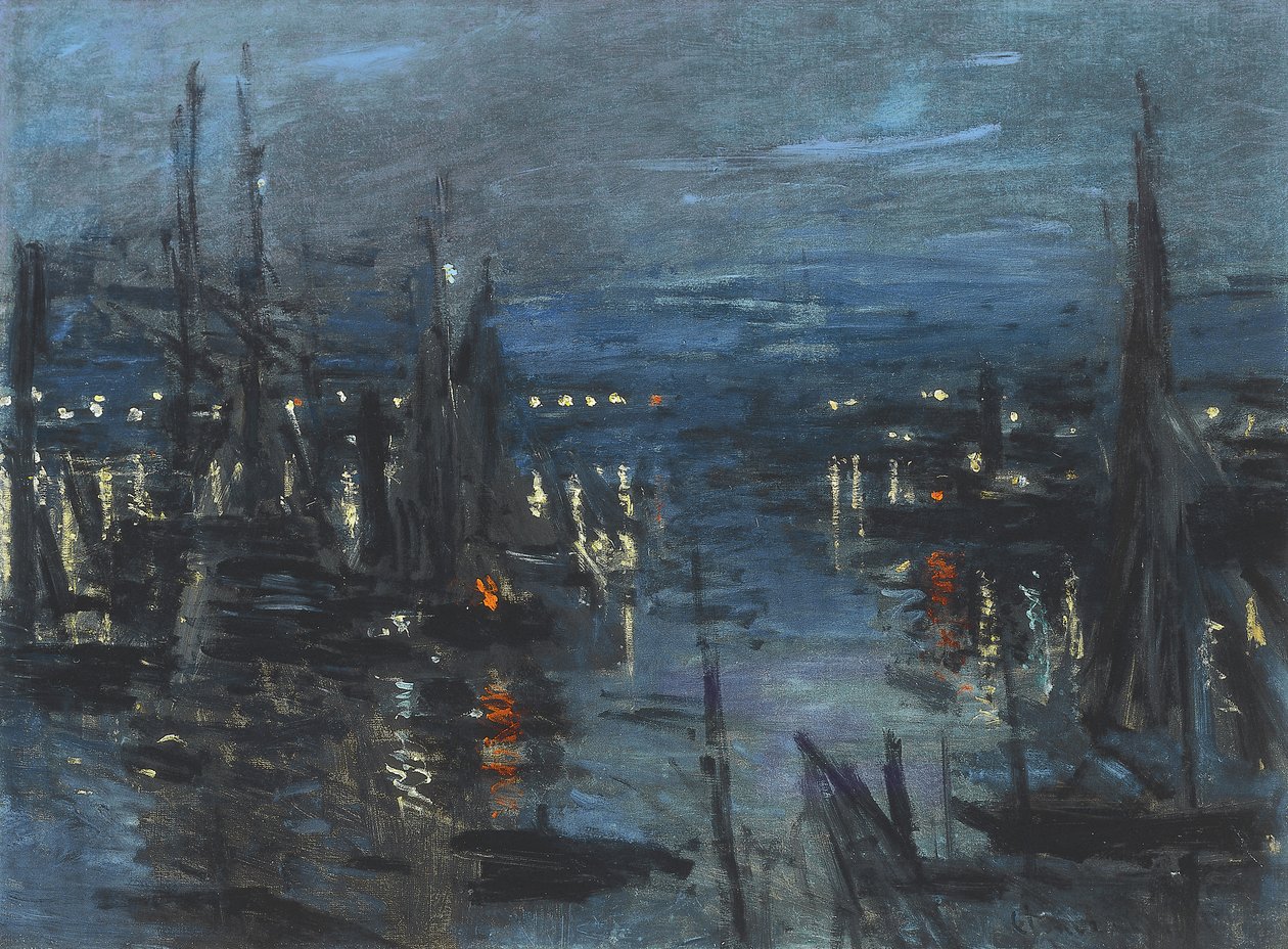 ルアーブルの港、ナイトエフェクト;ハーバーの港、夜の影響、1873 作： クロード・モネ