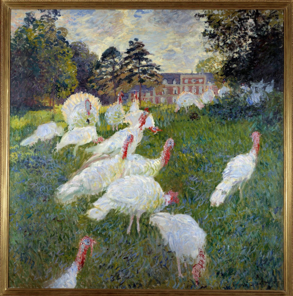 七面鳥（モンジュロンのロッテンブール城の眺め） クロード・モネ（1840-1926）の絵画 1877年 日の丸1,74x1,72 m パリ、オルセー美術館 作： クロード・モネ