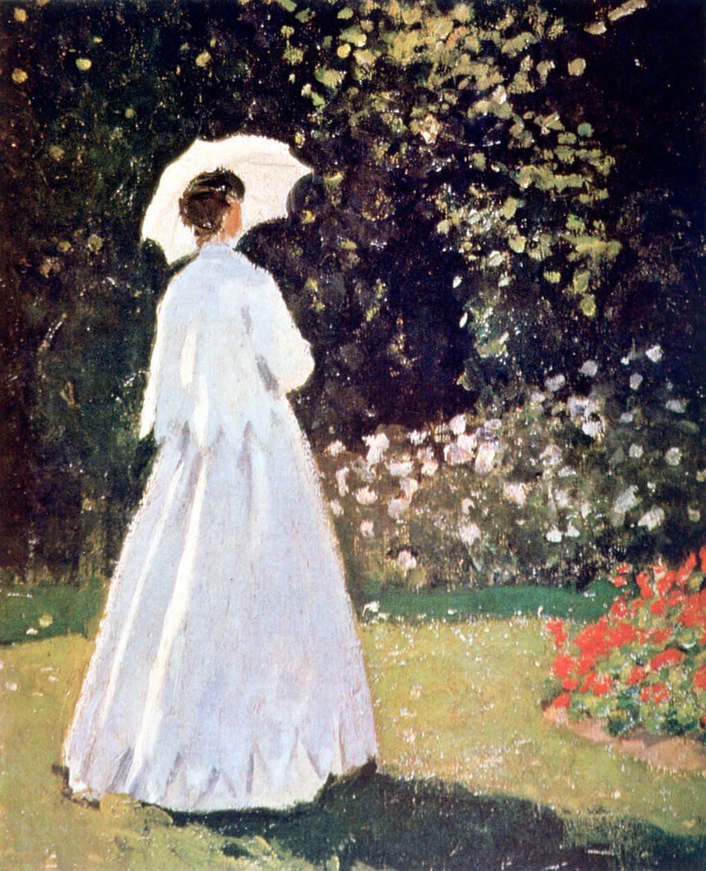 庭の女、サント・アドレス、細部、1867 作： クロード・モネ