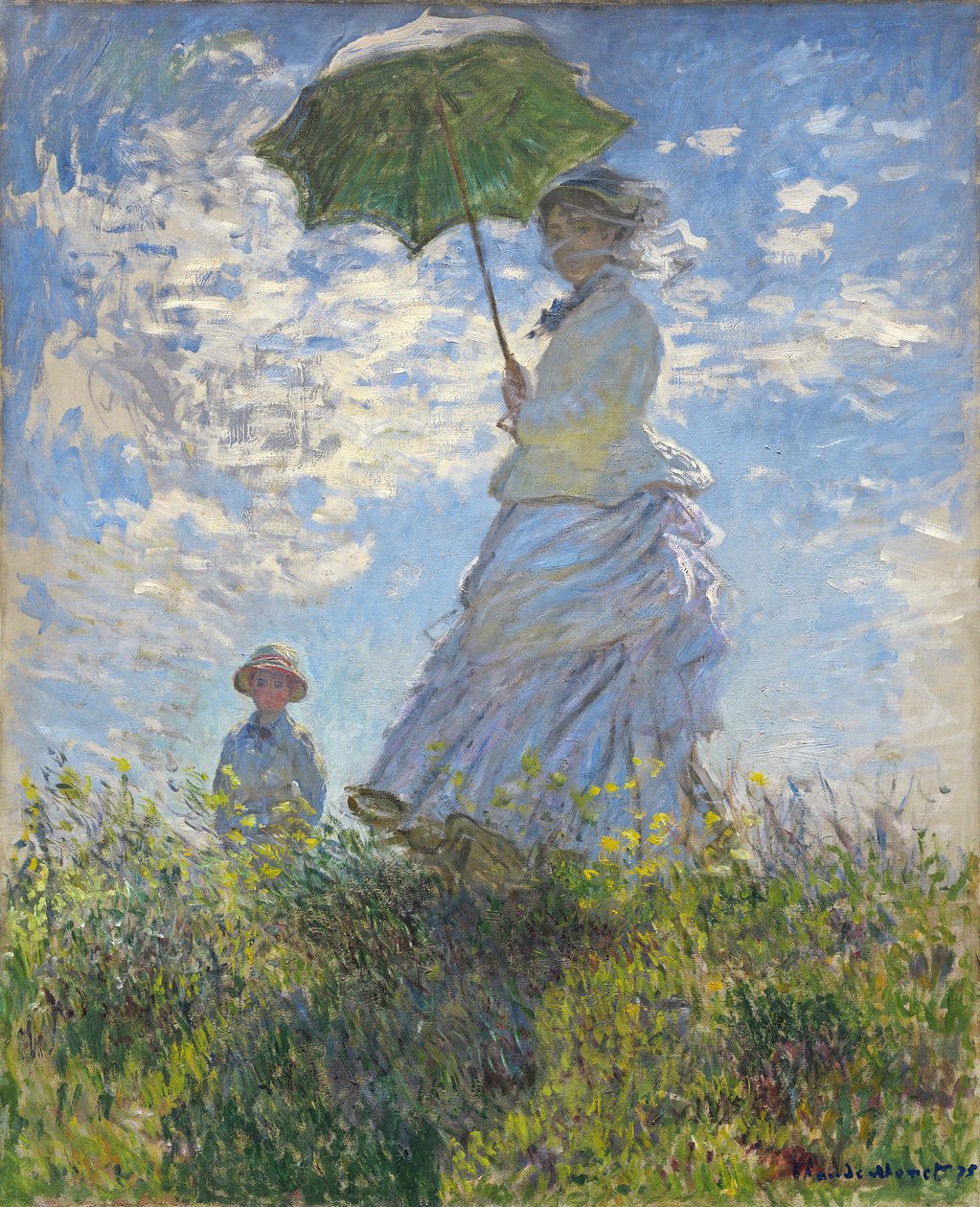 アートパネル「散歩、日傘をさす女性、モネ夫人と息子」絵画 の