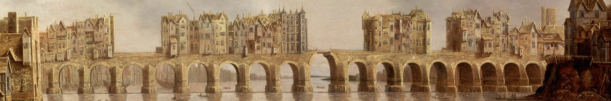 1632年の油絵の古いロンドン橋の詳細ロンドン橋の眺め 作： クロード・ド・ジョン