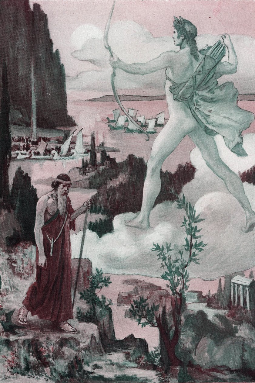 Anrufung. Der Zorn Apollons: Priester Chryses ruft Apollo an und sagt: 