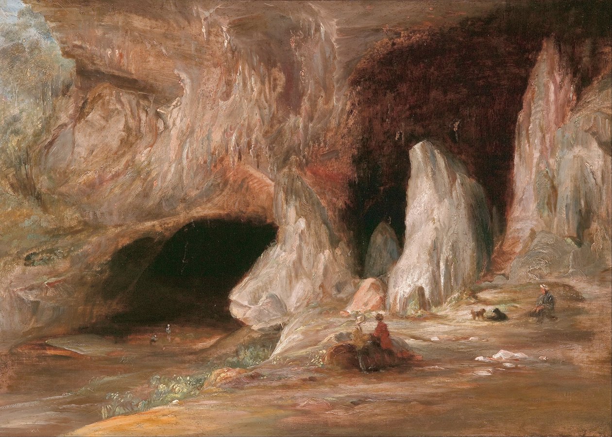 Burrangalong Cavernの南口にある石lag柱 作： コンラッドマルテンス
