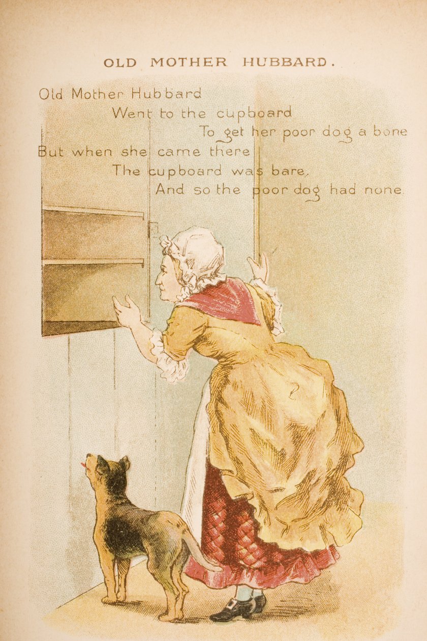 Old Mother Hubbard、「Old Mother Goose&39;s Rhymes and Tales」から出版、Frederick Warne und Co.、c.1890s（chromolitho） 作： コンスタンス・ハスルウッド