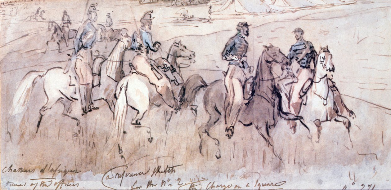 1854年のクリミア戦争中のシャサールダフリーク 作： コンスタンタン・ガイズ