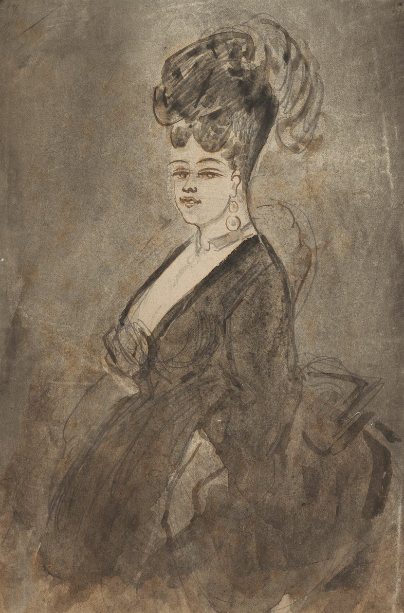 女性の 4 分の 3 の長さの肖像画 作： コンスタンタン・ガイズ