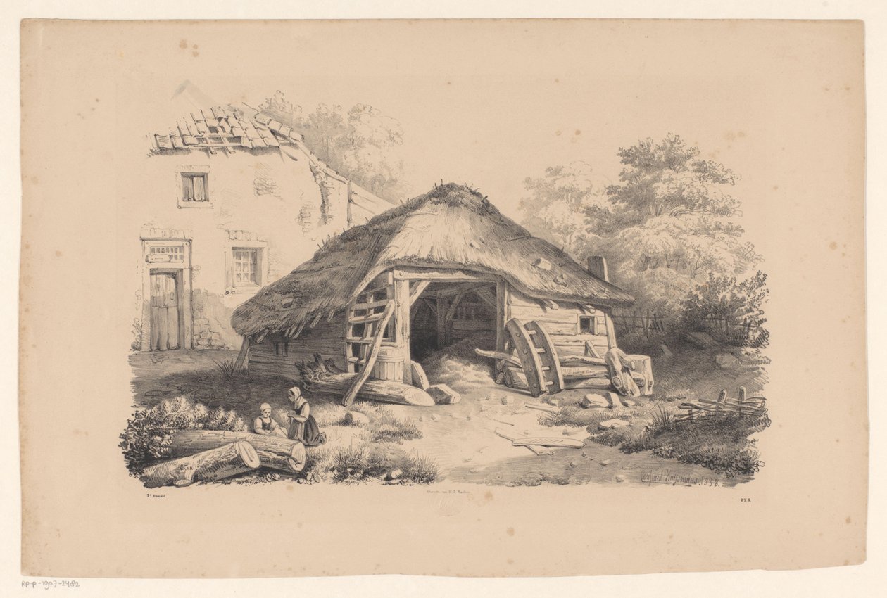 農場で馬小屋 風景（シリーズタイトル） 作： コンスタンティンコルネリスユイスマン