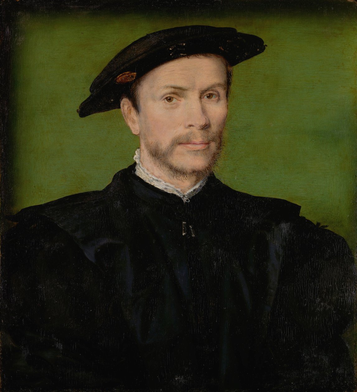 黒のひげを生やした男の肖像、c.1540（木の油） 作： Corneille de Lyon（attr。To）